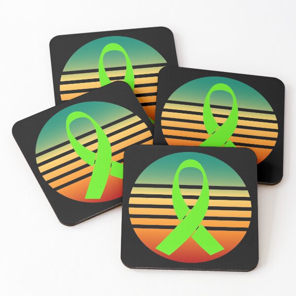 Item preview, Green Organ Donation Ribbon on Retro Sunset designed and sold by teamtransplant.