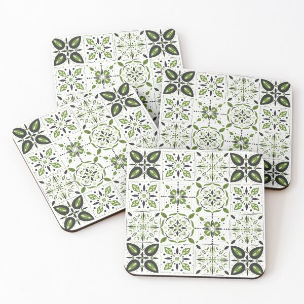 Item preview, Porcelain Green Tile Pattern designed and sold by BiancaPrintShop.