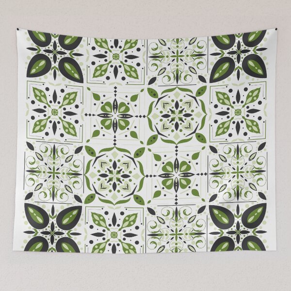 Item preview, Porcelain Green Tile Pattern designed and sold by BiancaPrintShop.