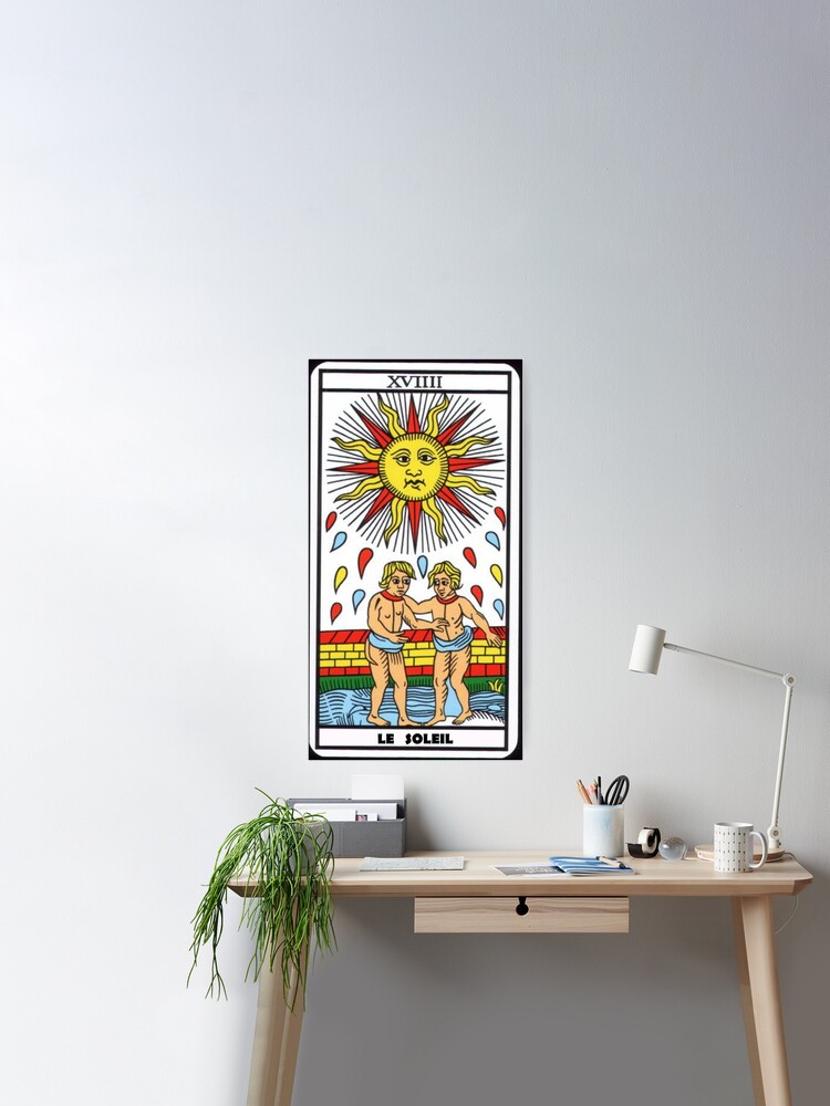 Tarot Marseille The Sun card Medieval Art Poster by MontseAM