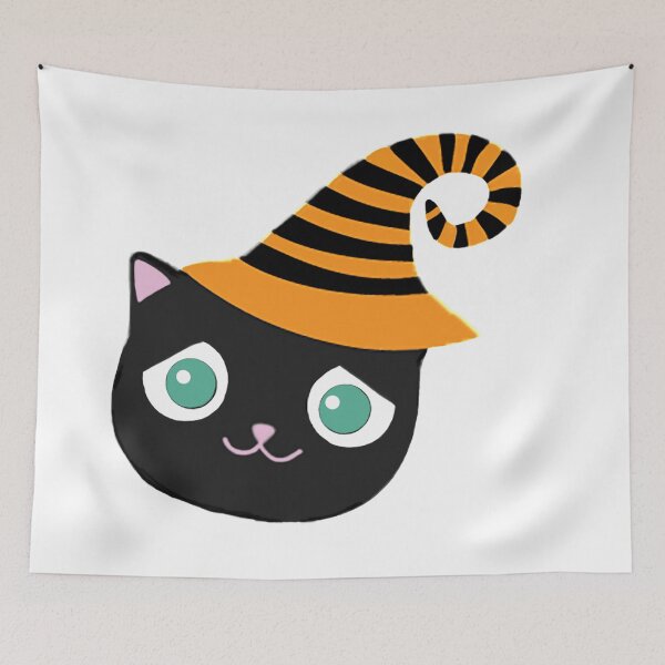 Item preview, Black Cat with Sad Eyes and Whimsical Hat designed and sold by Swigalicious.