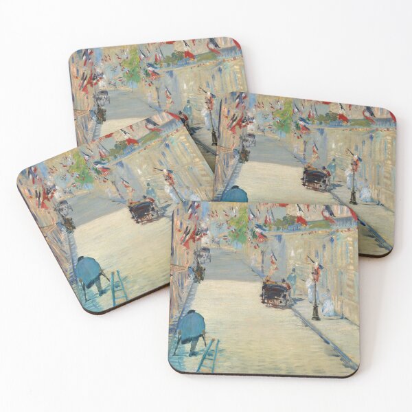 Item preview, Oil Painting The Rue Mosnier with Flags (1878) by Edouard Manet designed and sold by Designedbysm.