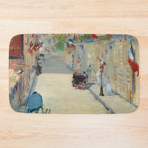 Item preview, Oil Painting The Rue Mosnier with Flags (1878) by Edouard Manet designed and sold by Designedbysm.