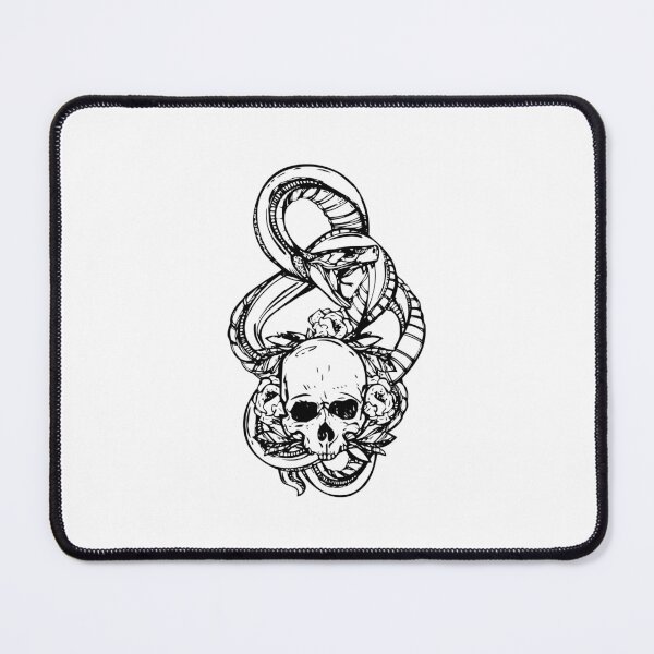Item preview, hand drawn snake viper skull pencil graphic design black designed and sold by Avicularious.