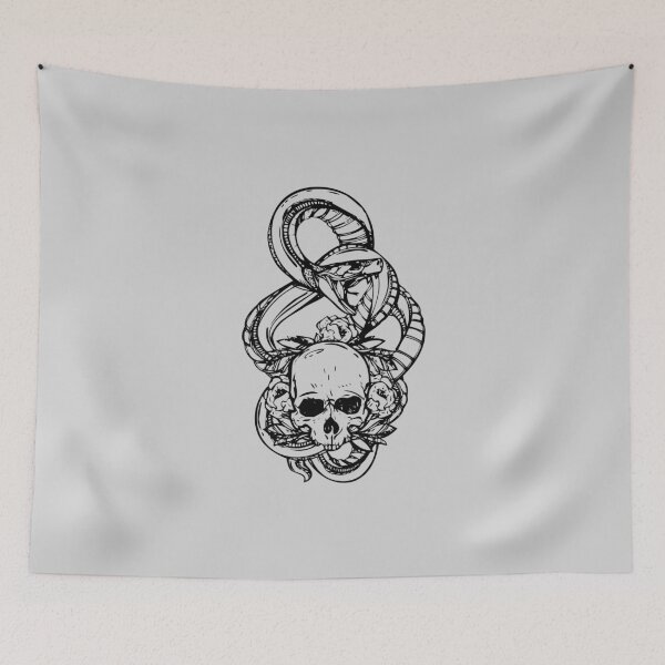 Item preview, hand drawn snake viper skull pencil graphic design black designed and sold by Avicularious.