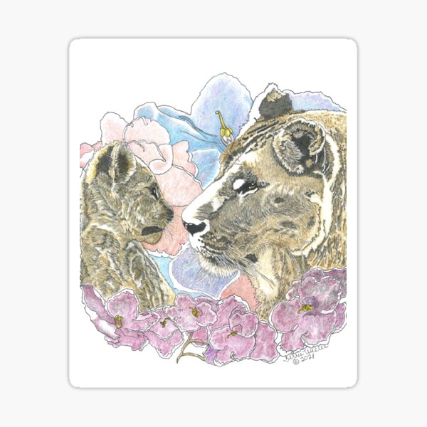 Lioness and Baby Cub Sticker