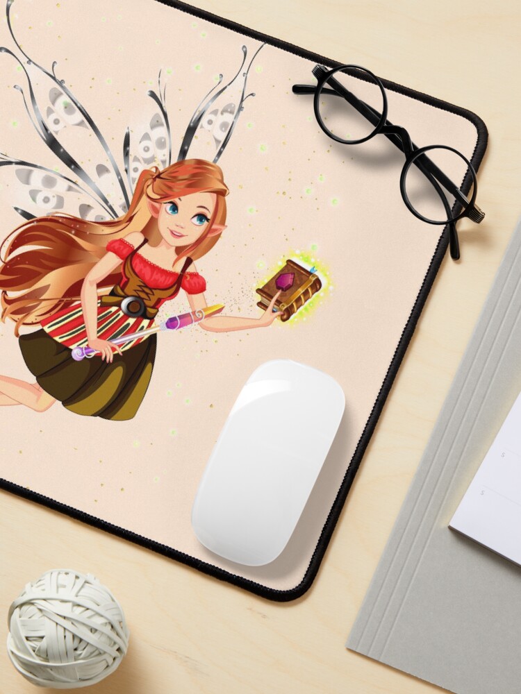 Thumbnail 3 of 5, Mouse Pad, Felicia The Magical Fairy Book Club Fairy Creating A New Book™ designed and sold by TeelieTurner.