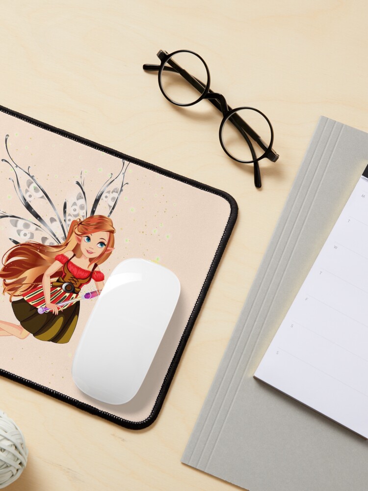 Thumbnail 3 of 5, Mouse Pad, Felicia The Magical Fairy Book Club Fairy Creating A New Book™ designed and sold by TeelieTurner.