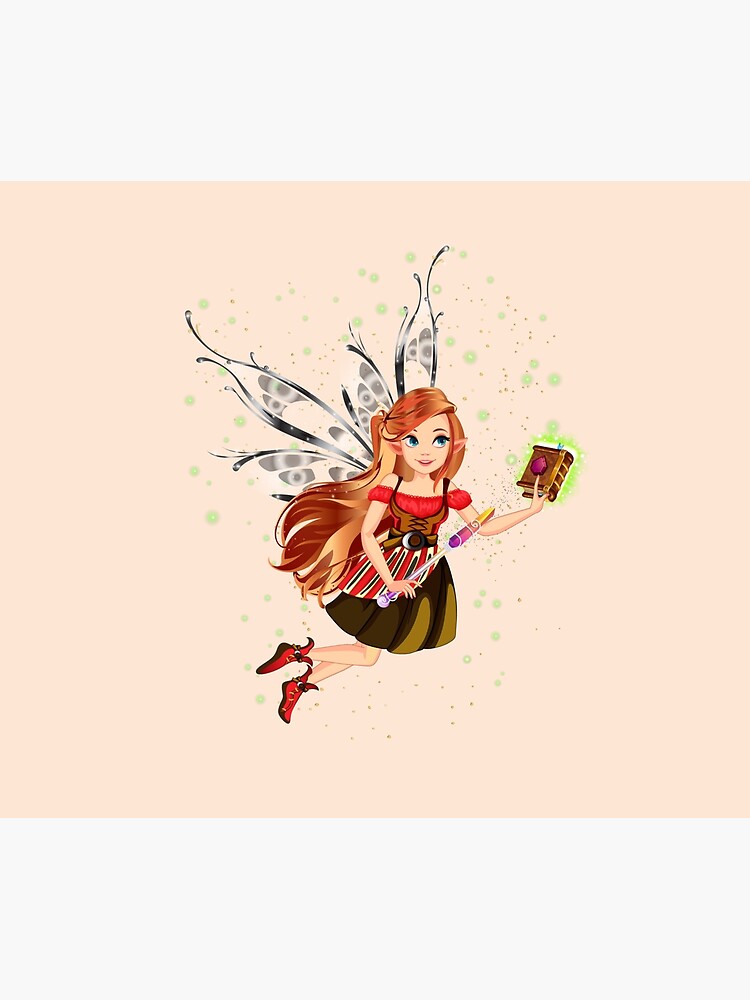 Thumbnail 6 of 6, Throw Blanket, Felicia The Magical Fairy Book Club Fairy Creating A New Book™ designed and sold by TeelieTurner.