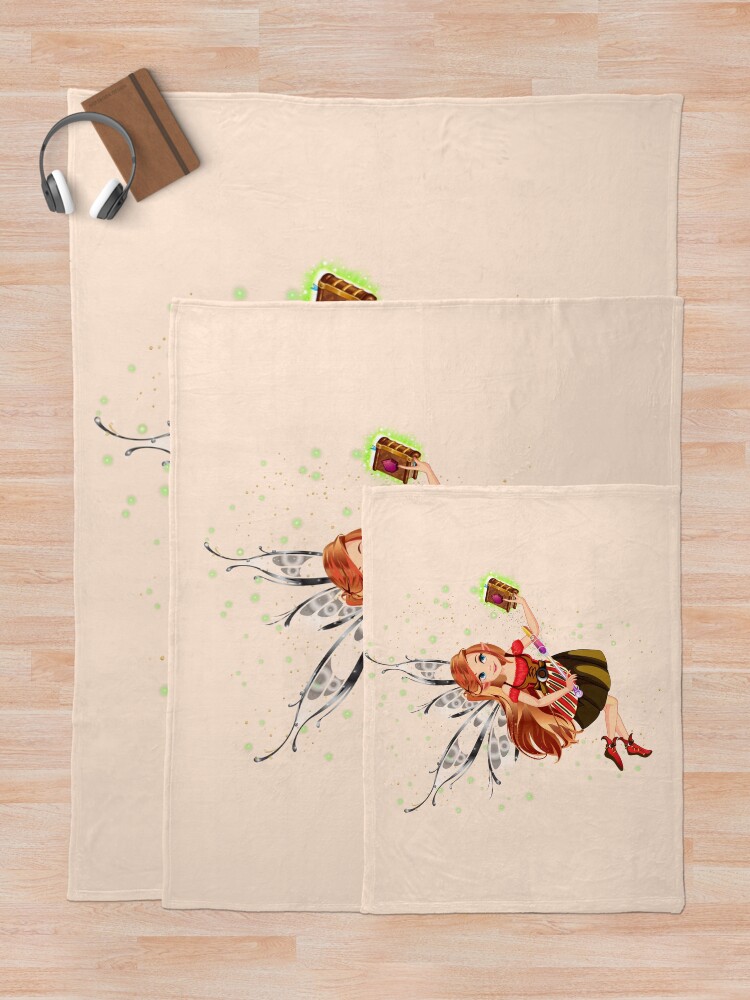 Thumbnail 5 of 6, Throw Blanket, Felicia The Magical Fairy Book Club Fairy Creating A New Book™ designed and sold by TeelieTurner.