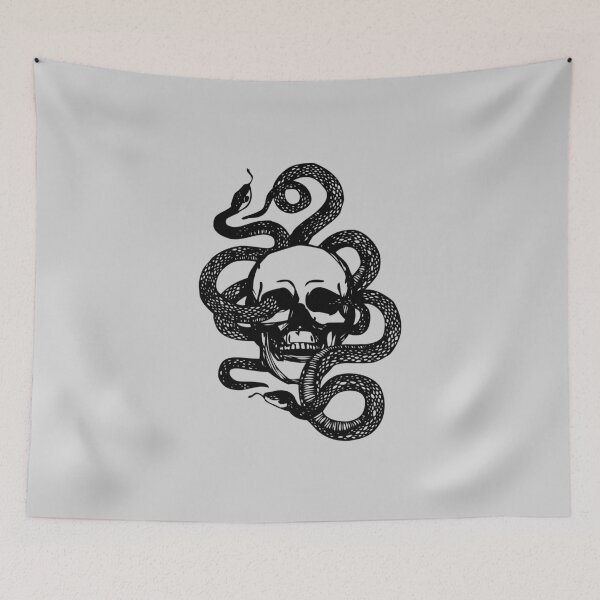 Item preview, hand drawn snake viper skull pencil graphic design black designed and sold by Avicularious.