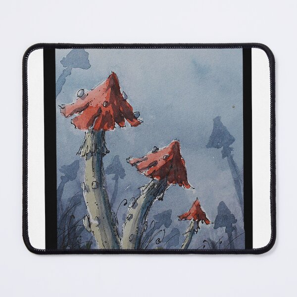 Item preview, Mushrooms Line and Wash watercolor by Nil Rocha designed and sold by NilRochaArt.