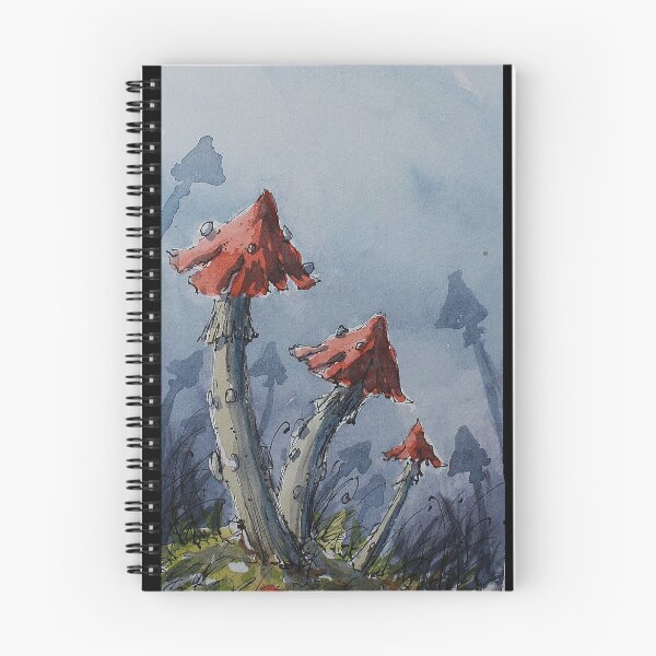 Item preview, Mushrooms Line and Wash watercolor by Nil Rocha designed and sold by NilRochaArt.