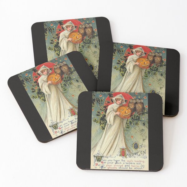 Item preview, Victorian Halloween Woman with Jack o Lantern and Owls  designed and sold by Bellathewilde.