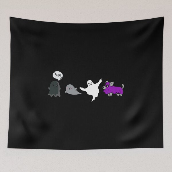 Item preview, Cute Halloween Ghosts and Dog. Asexual Pride designed and sold by Subtle Pride Shop.