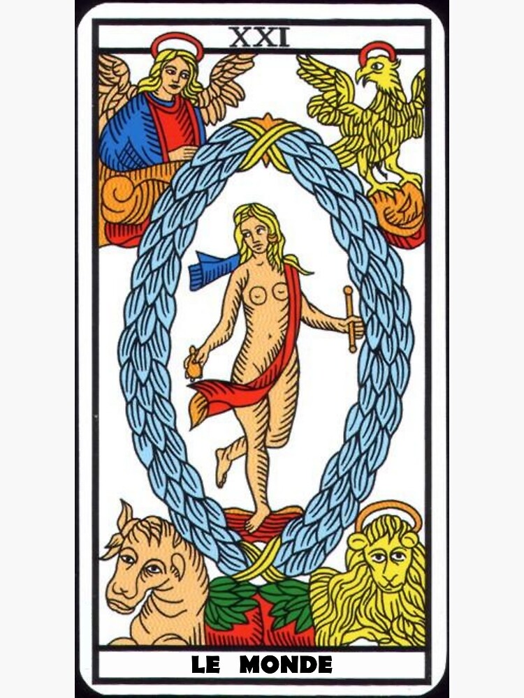 Tarot Marseille The World card Medieval Art Metal Print by
