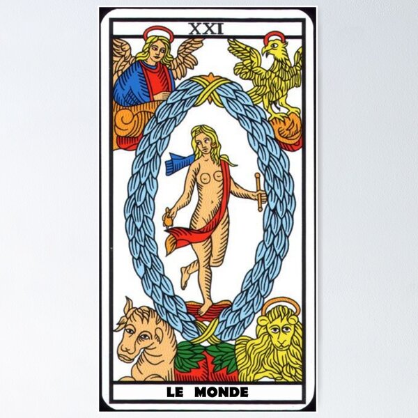 Item preview, Tarot Marseille The World card Medieval Art designed and sold by MontseAM.