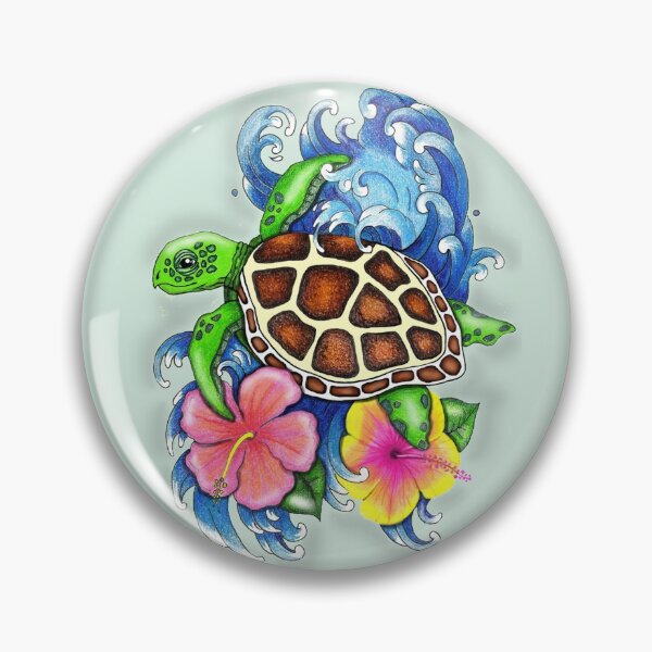 Item preview, Tortuga marina tropical e flor de hibisco designed and sold by EverIris.