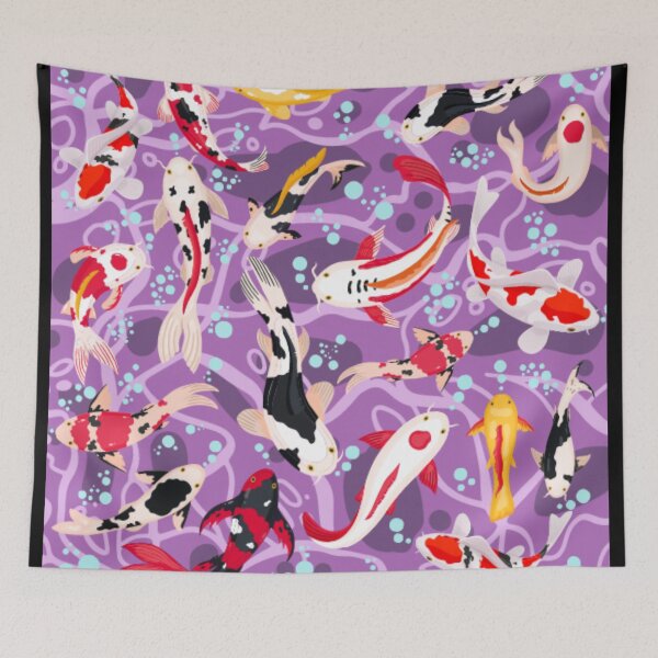 Artikelvorschau, Lila Koi-Teich-Muster entworfen und verkauft von BlkBearyDesigns.