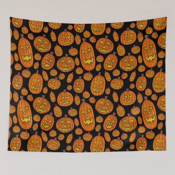 Item preview, Happy Jack O' Lantern Halloween Pattern - Black designed and sold by EcoElsa.