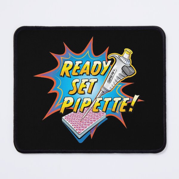 Item preview, Ready Set Pipette! Comic Cartoon of micropipette and 96 Well Plate designed and sold by Zit-Zat-Zot.