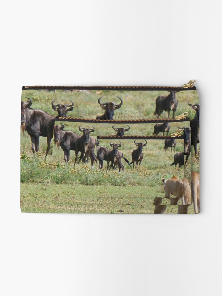 Alternate view of Wildebeast for lunch Zipper Pouch