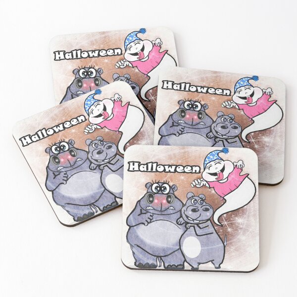 Item preview, Halloween - hippos and specter designed and sold by Shirley cute art .