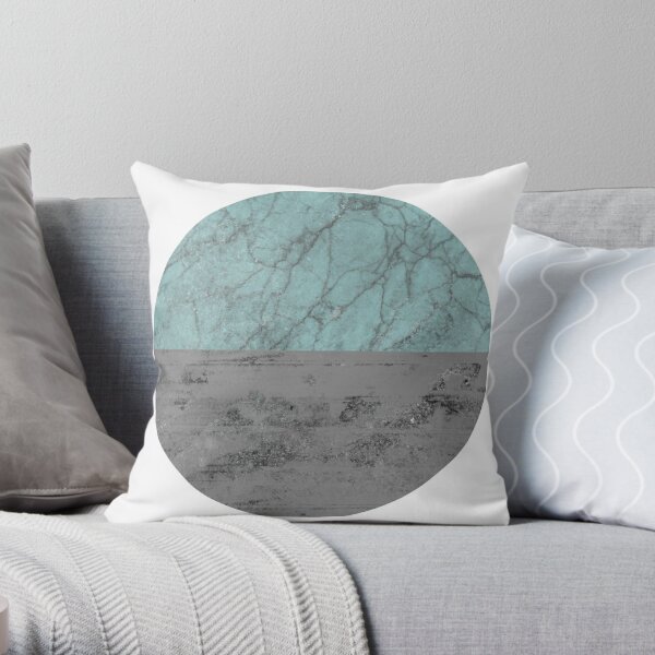 Floral Pattern, Aqua, Teal, Turquoise and Gray Throw Pillow by Megan Morris