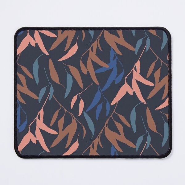 Item preview, Gum leaves pattern in blue and brown designed and sold by SaryandSaff.