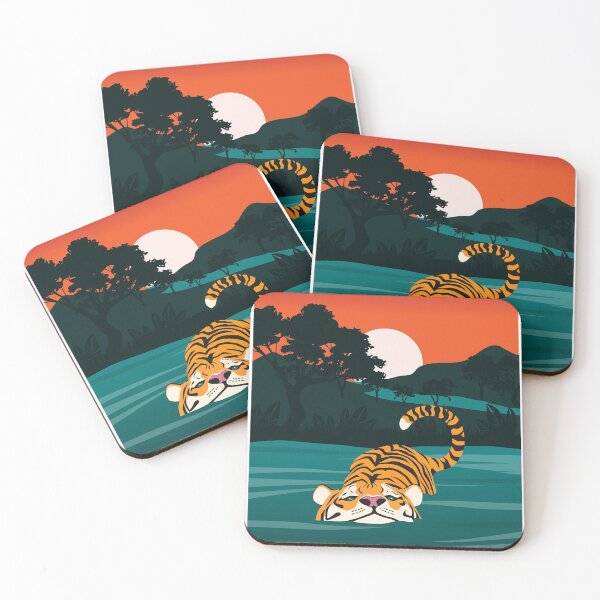Item preview, Illustrated tiger at sunset designed and sold by Bouiiille.