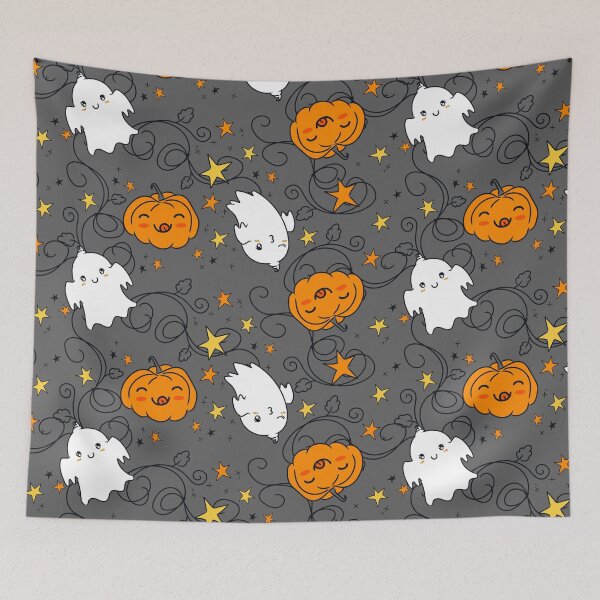 Item preview, Happy Halloween Jack o lantern and spooky print. designed and sold by TheArtDesk.