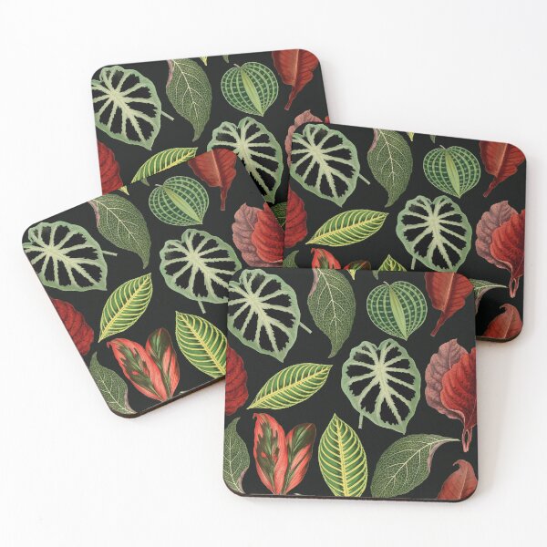 Item preview, House plant leaves indoor tropical jungle night pattern cottagecore aesthetic designed and sold by PG Illustration.