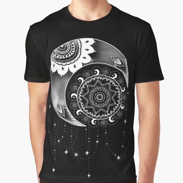 Moon and Sun Celestial Design Graphic T-Shirt