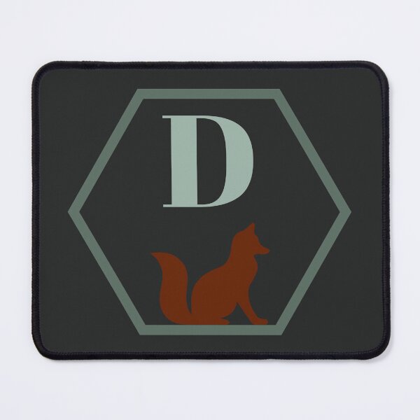 Green hexagon with initial D and brown red fox Mouse Pad