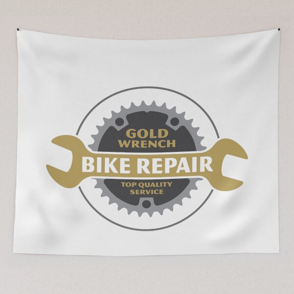 Item preview, Bike Mechanic Retro Vintage Logo - Gold Wrench designed and sold by garzonetto.