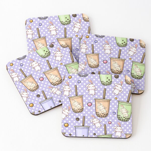 Item preview, Milk Tea Rabbit Pattern on Lavender Polka Dot Background designed and sold by MagicStrawberry.