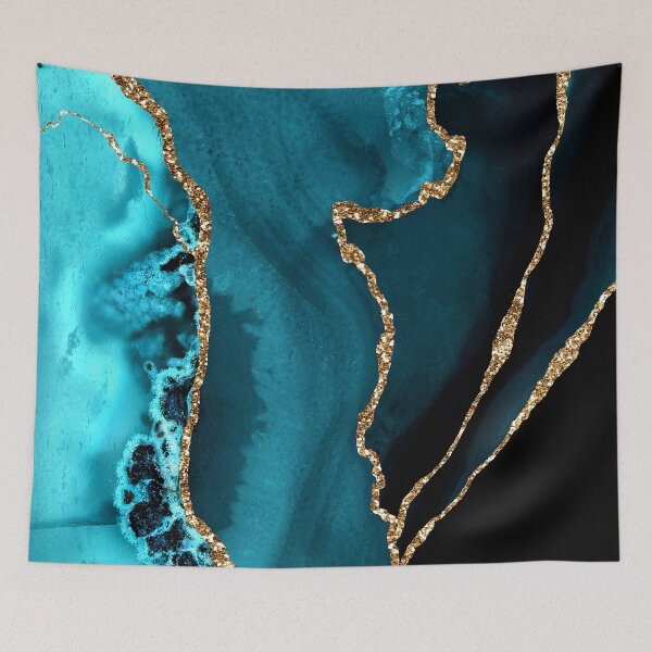 Item preview, Teal Blue And Golden-Hues (Faux) Marble-Agate designed and sold by DEC02.