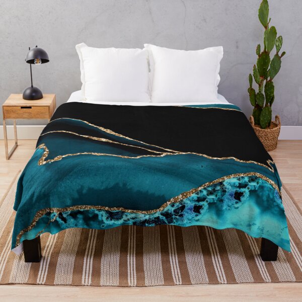 Item preview, Blue-Teal With Gold-Colored (Faux) Marble-Agate designed and sold by DEC02.