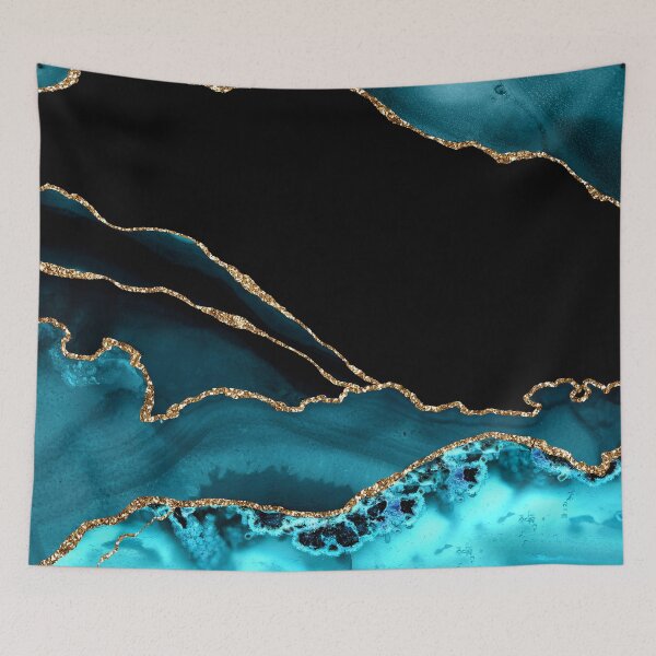 Item preview, Blue-Teal With Gold-Colored (Faux) Marble-Agate designed and sold by DEC02.