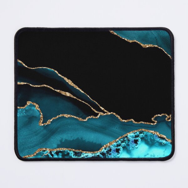 Item preview, Blue-Teal With Gold-Colored (Faux) Marble-Agate designed and sold by DEC02.