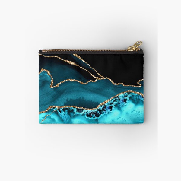 Item preview, Blue-Teal With Gold-Colored (Faux) Marble-Agate designed and sold by DEC02.