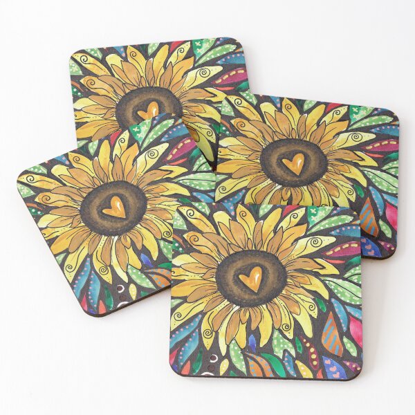 Item preview, Joyful Sunflower Heart Abstract Art designed and sold by DebsHeArtStudio.