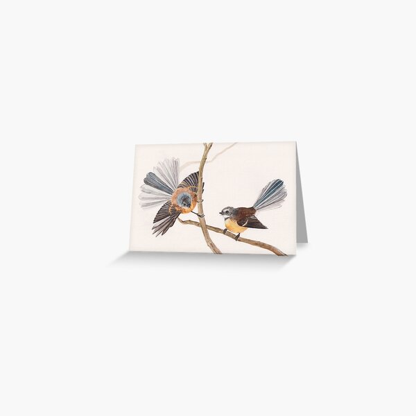 Fantails on tree branches original watercolor art Greeting Card