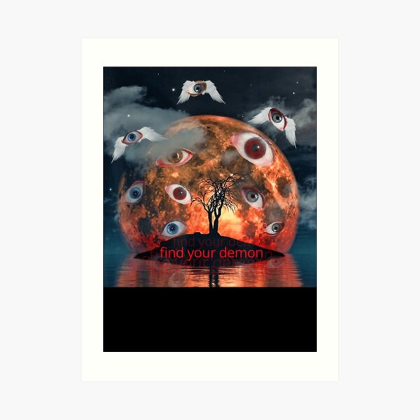 Weirdcore Aesthetic Demonic Red Full Moon Eyes Sticker
