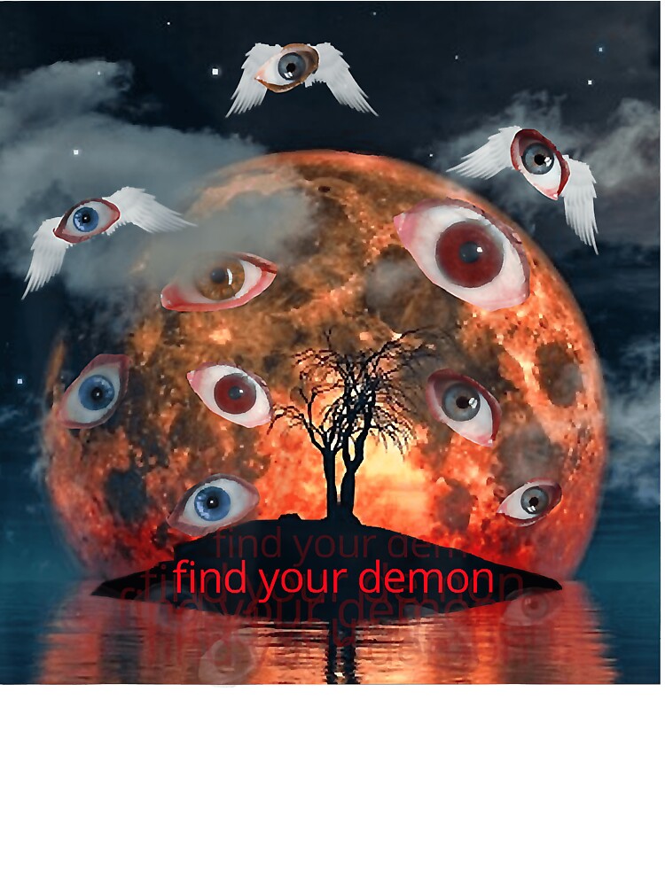 Weirdcore Aesthetic Demonic Red Full Moon Eyes Sticker