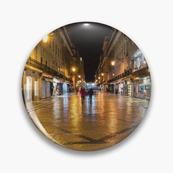 Item preview, Glossy Cobblestone Art - Late Night in Baixa Pombalina Lisbon Portugal designed and sold by Georgia Mizuleva.