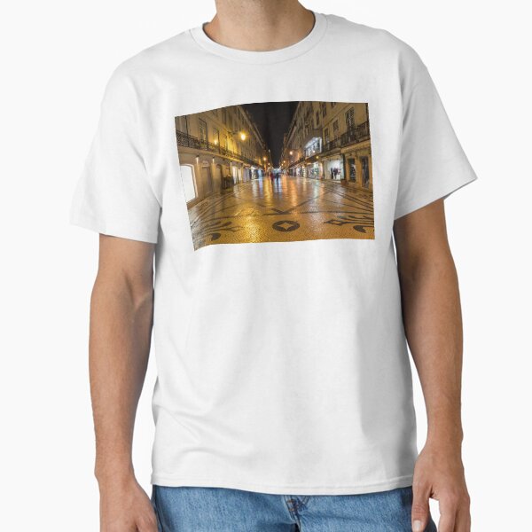 Item preview, Glossy Cobblestone Art - Late Night in Baixa Pombalina Lisbon Portugal designed and sold by Georgia Mizuleva.