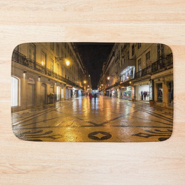 Item preview, Glossy Cobblestone Art - Late Night in Baixa Pombalina Lisbon Portugal designed and sold by Georgia Mizuleva.
