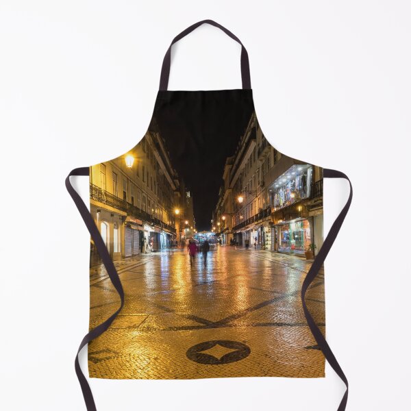 Item preview, Glossy Cobblestone Art - Late Night in Baixa Pombalina Lisbon Portugal designed and sold by Georgia Mizuleva.
