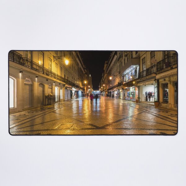 Item preview, Glossy Cobblestone Art - Late Night in Baixa Pombalina Lisbon Portugal designed and sold by Georgia Mizuleva.